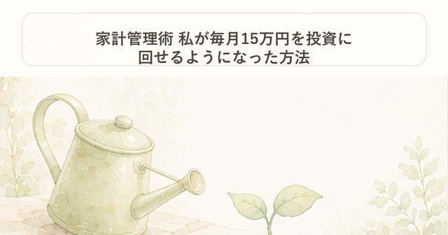 家計管理術 私が毎月15万円を投資に回せるようになった方法｜お金の柱｜Project Noe