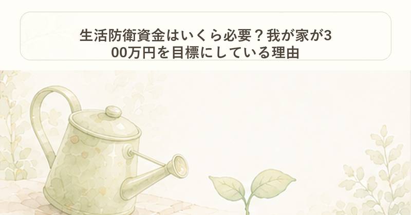 生活防衛資金はいくら必要？我が家が300万円を目標にしている理由｜お金の柱｜Project Noe